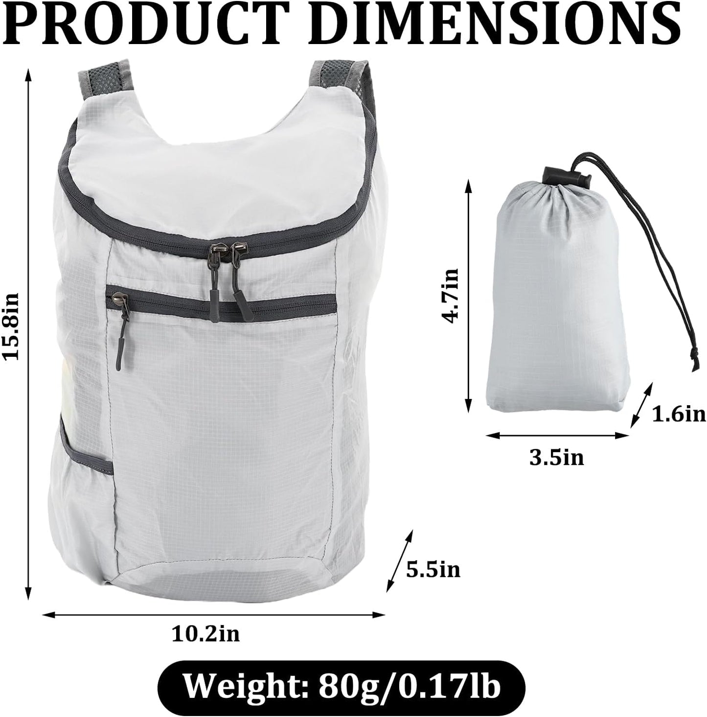 Ultralight Foldable Backpack & Hiking Backpack - Multipurpose Small Back pack for Women, Men, Hiking, Camping, Daily Use (Gray)