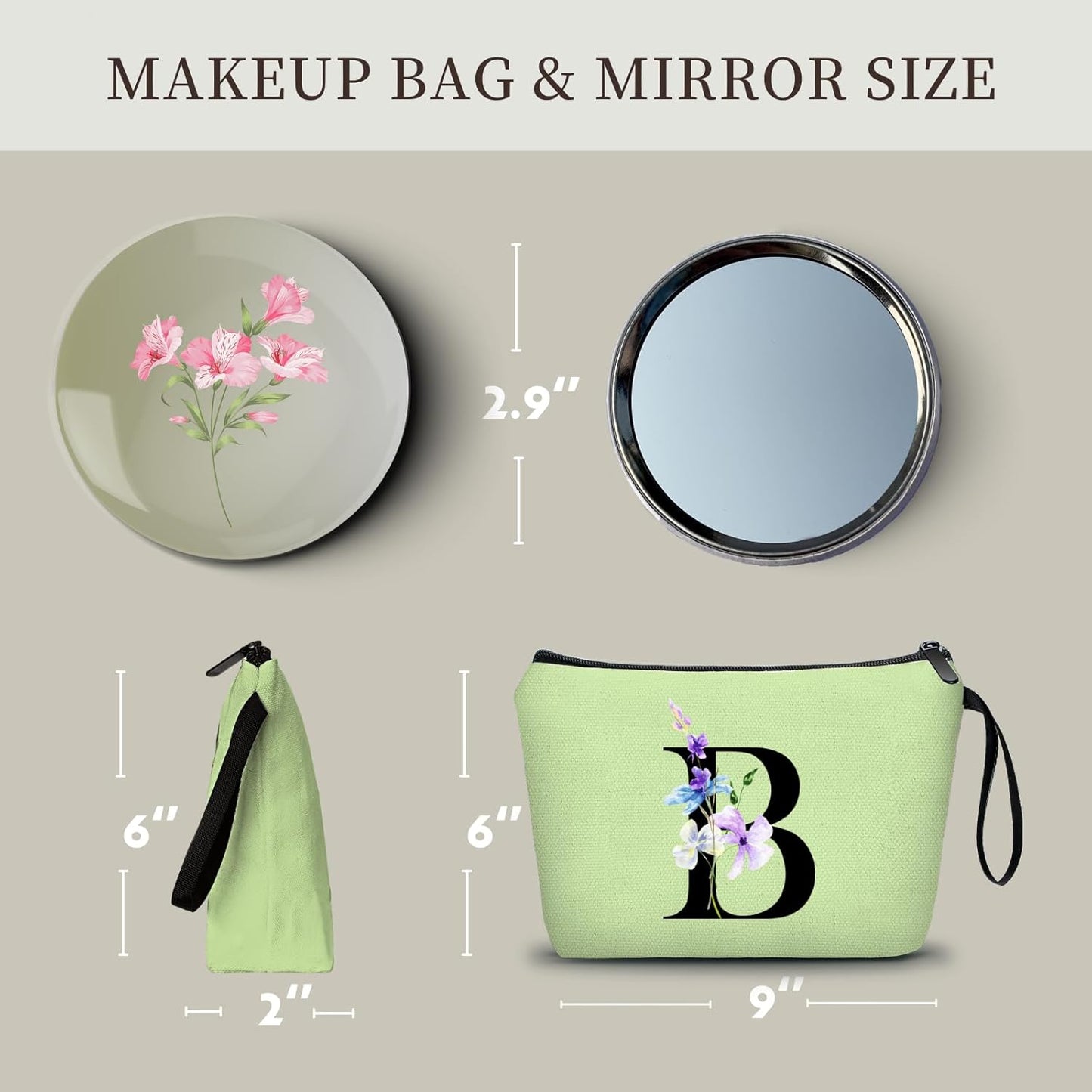 Birthday Inspirational Bridesmaid Proposal Team Small Gifts for Women Mom Aunt Teacher Sister Coworkers Makeup Cosmetic Bag Travel with Mirror Mothers Day Christmas Graduation B
