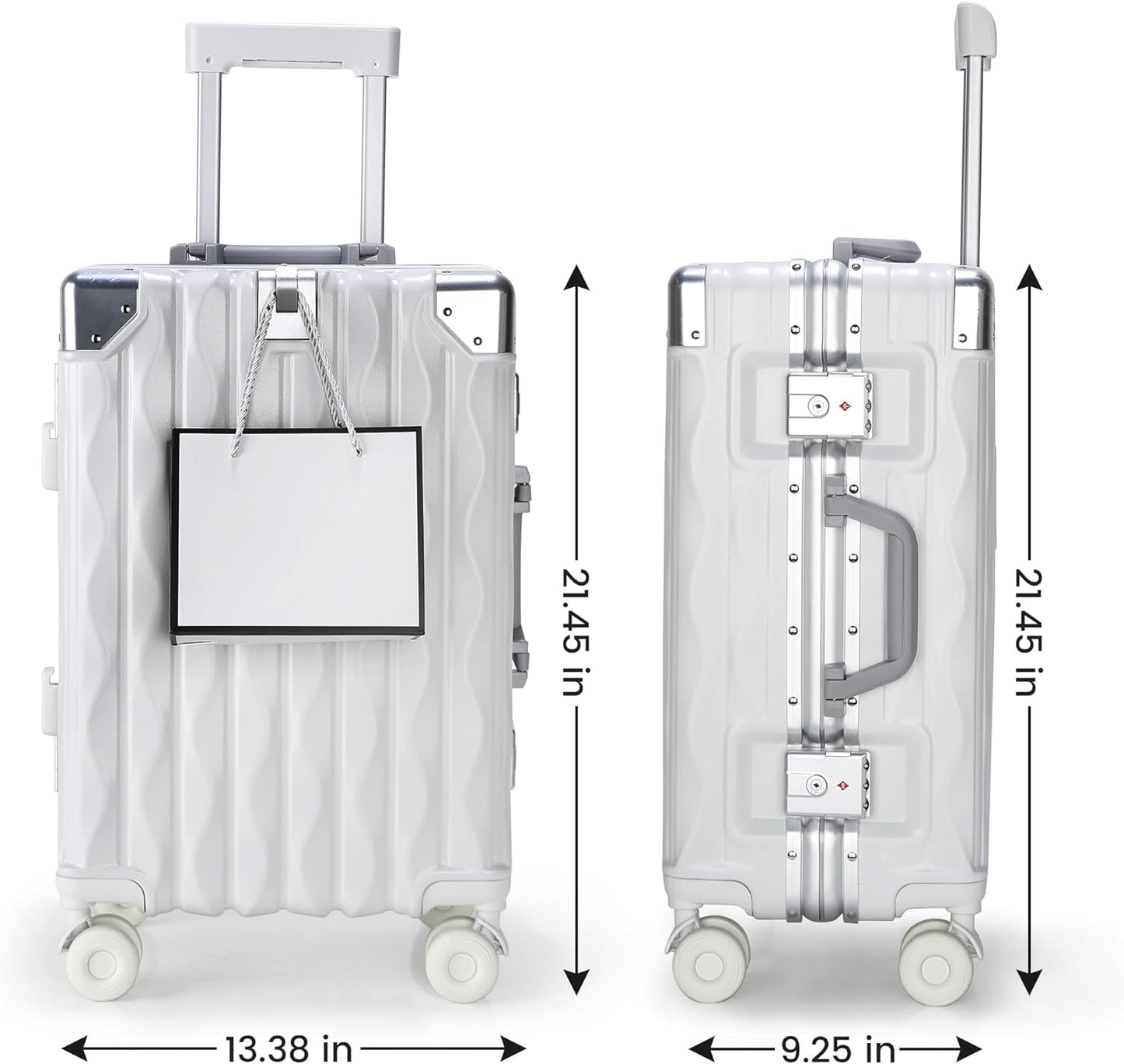 20 Inch Carry On Luggage with Spinner Wheels,Lightweight Travel Luggage Airline Approved for Men Women, White