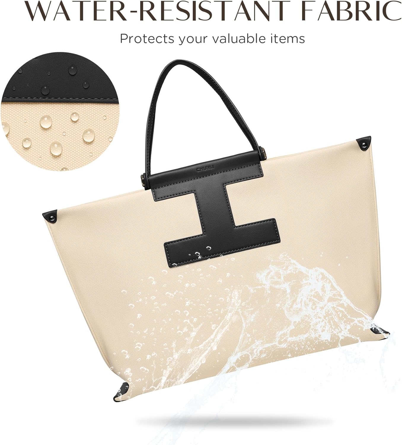 CHUNLI Laptop Tote Bag for Women,15.6 Inch Waterproof Scratch-Resistant Leather Work Computer Bag Business Office Briefcase