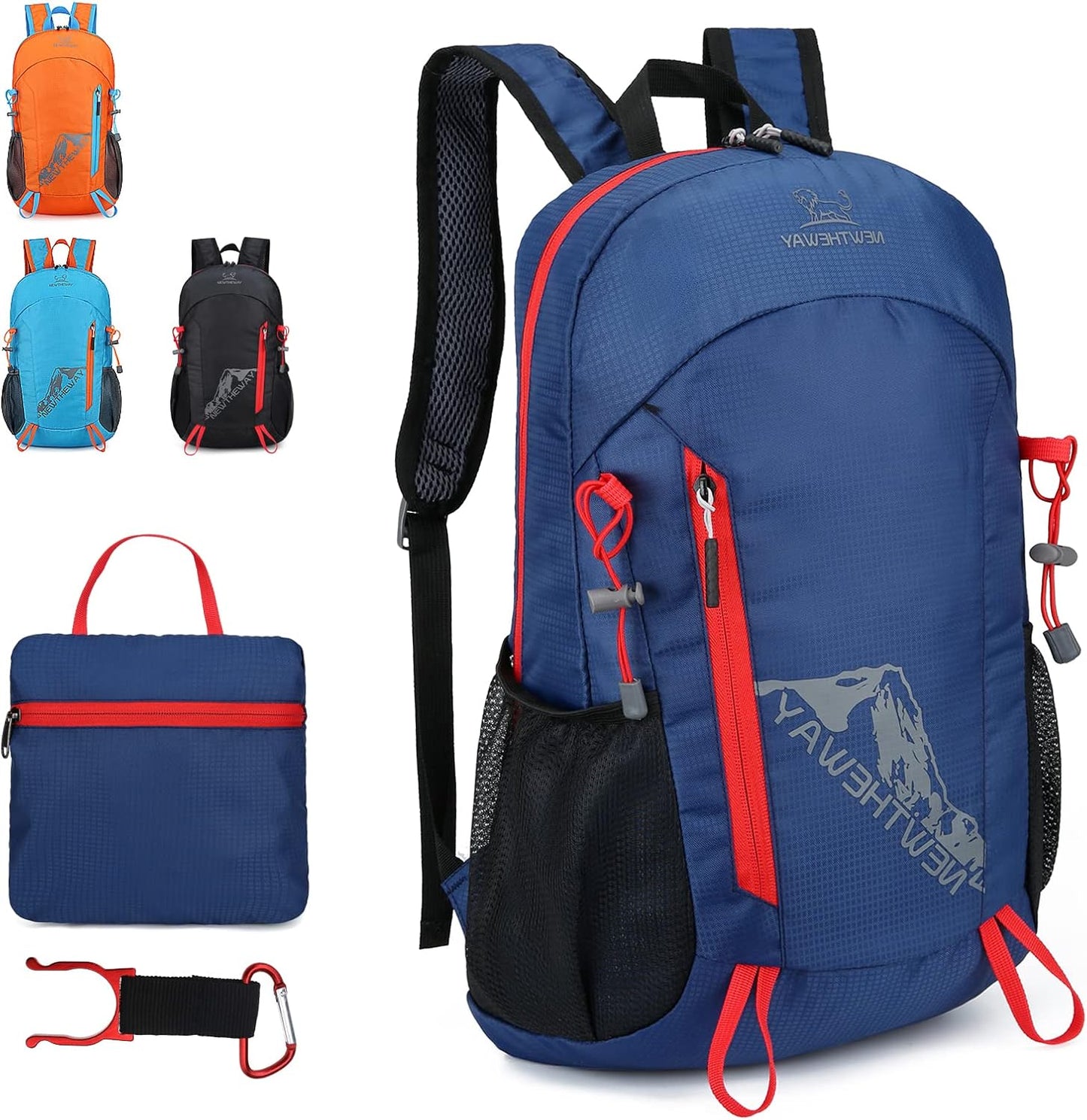 Lywencom Hiking Backpack,21L Sports Lightweight Folding Waterproof Ultra-Light Backpack Suitable for Outdoor Camping Picnic(Navy blue)