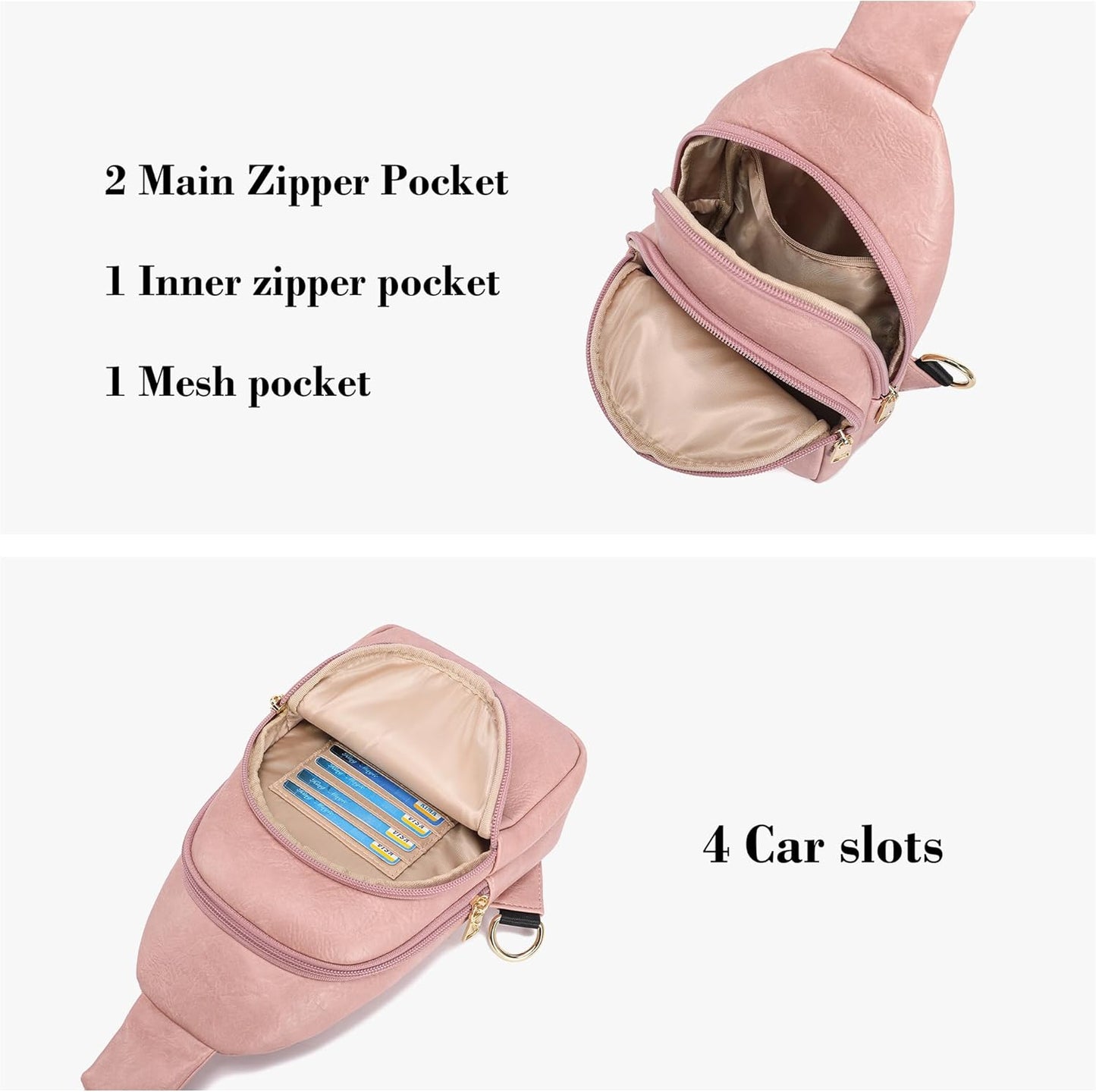 INICAT Crossbody Sling Bags Travel Cross Body Purses Faux Leather Fanny Packs Chest Bag for Women