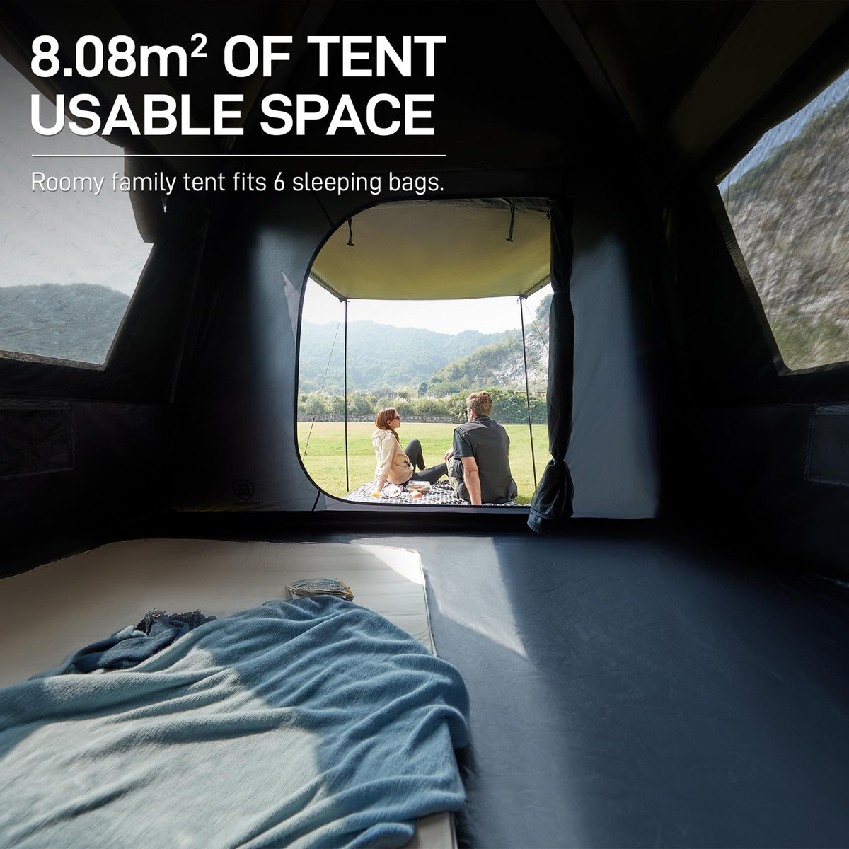 EVER ADVANCED Blackout 6 Person Camping Tent, Instant Cabin Tent for Family with Vestibule and