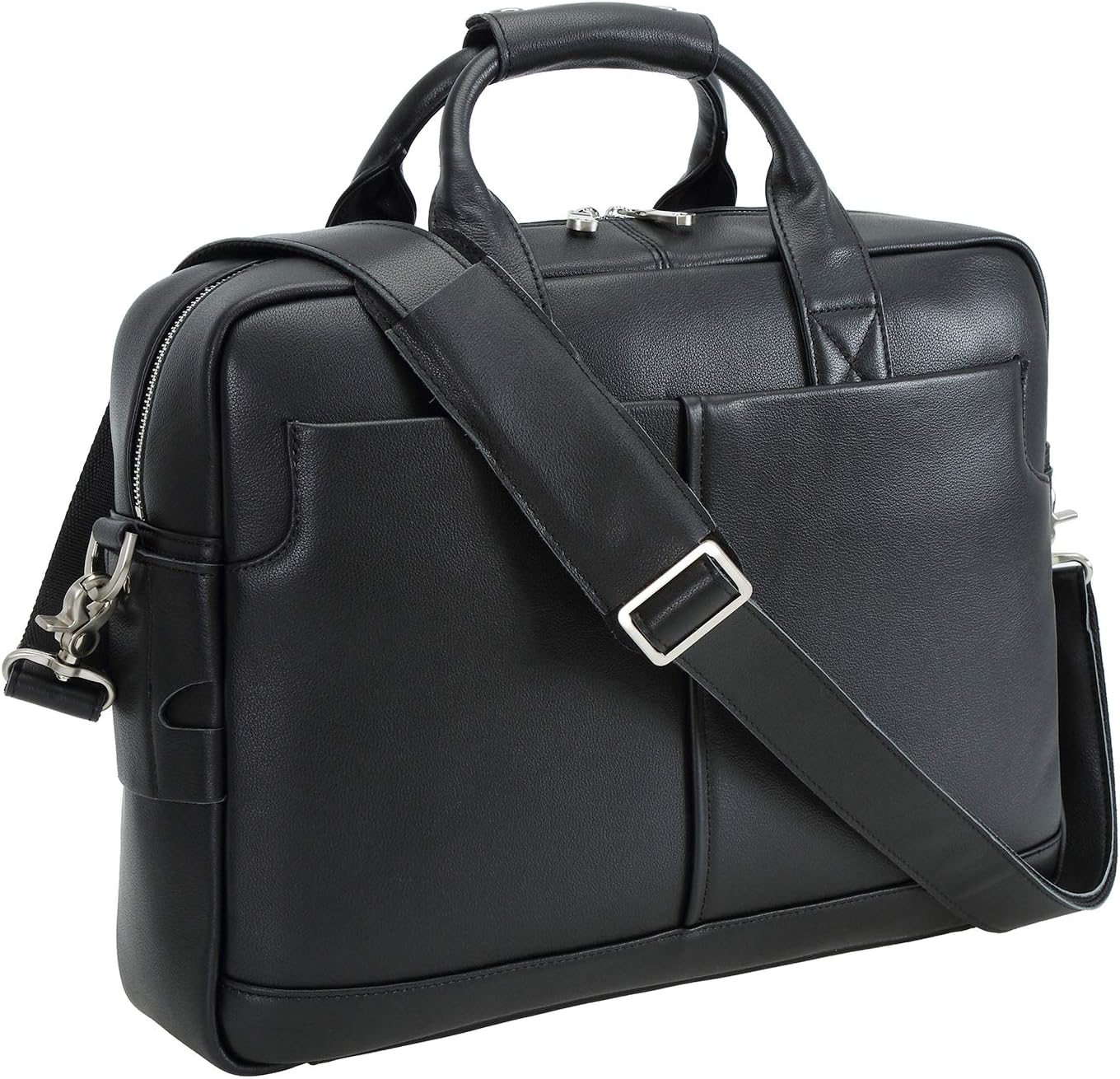 Polare Leather Briefcase for Men Business Travel Messenger Bags 15.6 Inch Laptop Bag YKK Metal Zipper