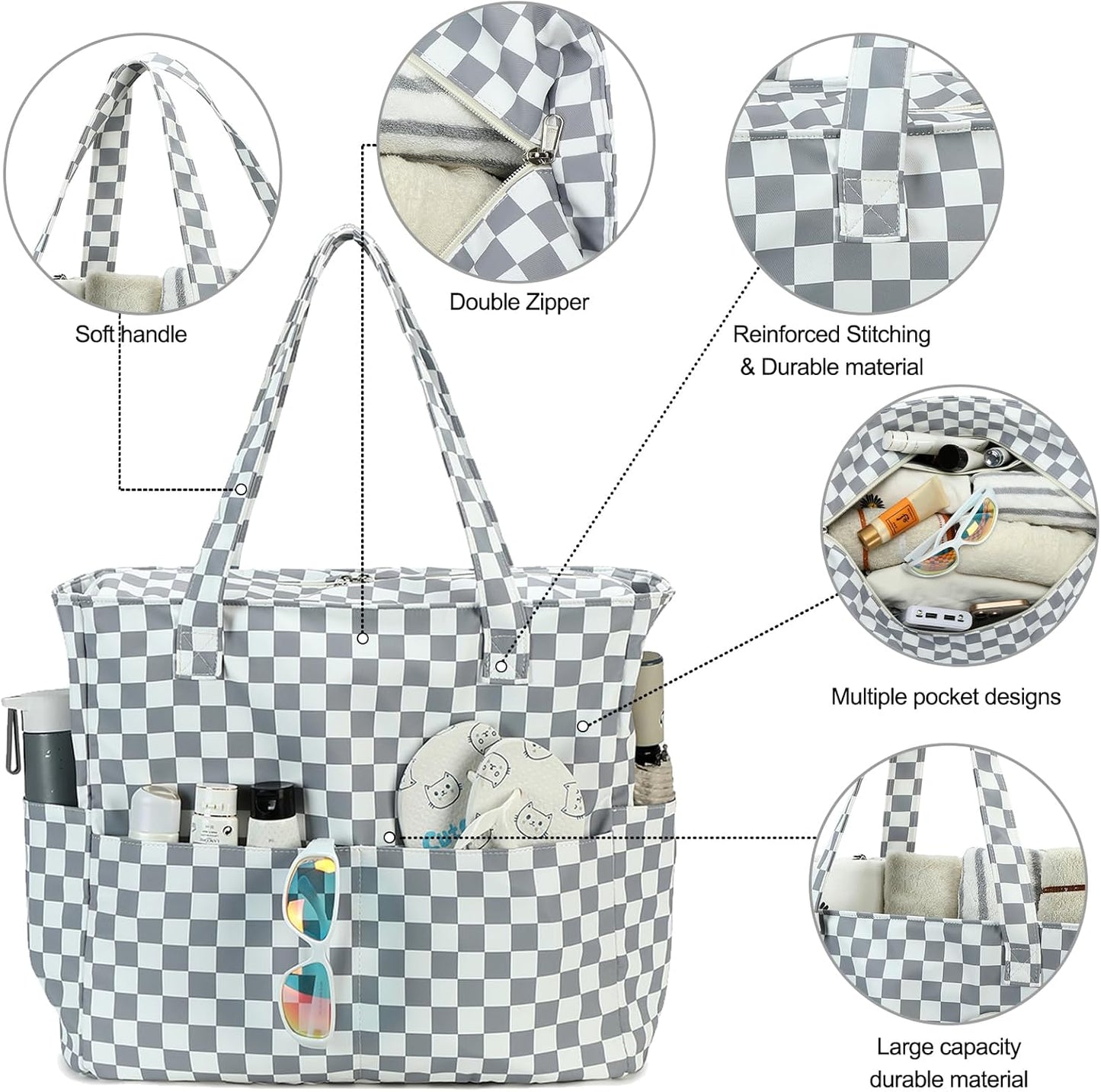 Bluboon Waterproof Beach Tote Pool Bags for Women Ladies Extra Large Carry On Bag With Wet Compartment for Weekender Travel