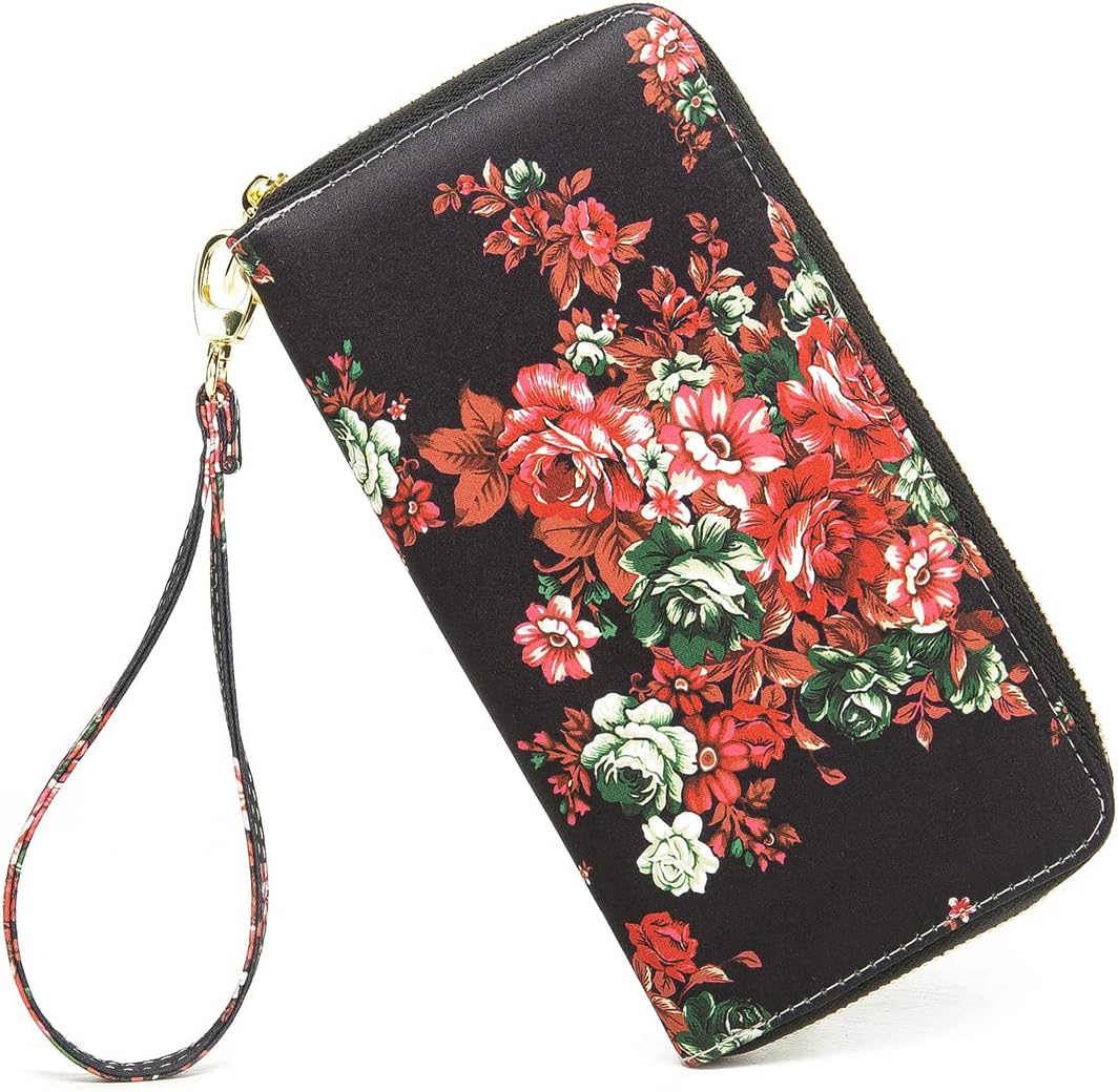 Women Wallet Card RFID For Womens Holder Blocking Credit Small Zipper Purse Pocket Bifold Slim Coin ID Ladies Wristlet Clutch Large Capacity Window Case Travel Zip Women's