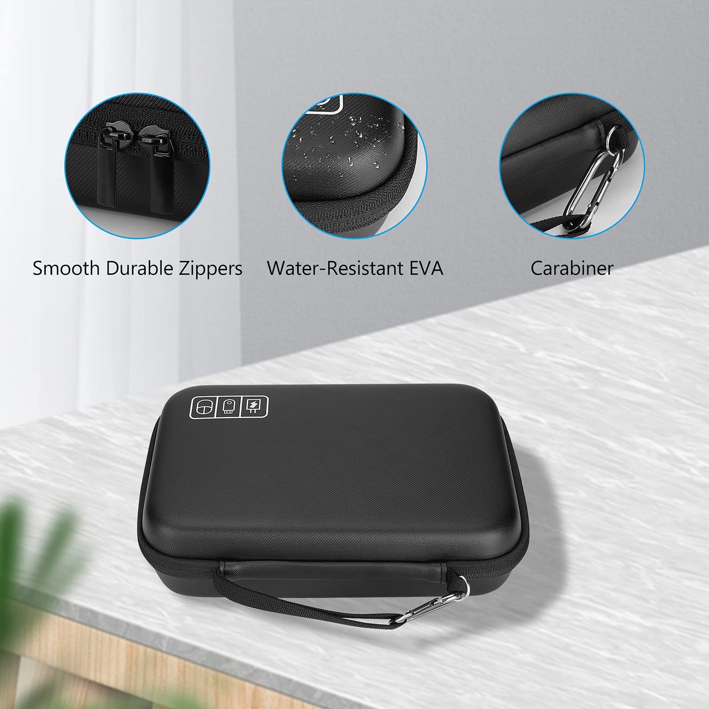 ProCase Hard Travel Electronic Organizer Case for MacBook Power Adapter Chargers Cables Power Bank