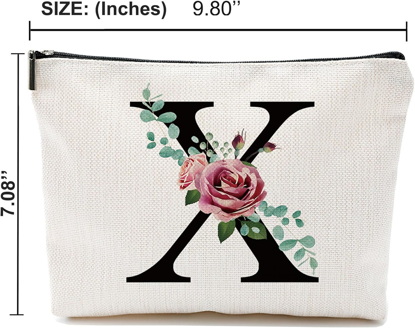 A-Z Personalized Makeup Bag, Monogrammed Bridesmaid Presents Cosmetic Bag, Portable Stationary Storage Organizer, Friendship Travel Makeup Bags