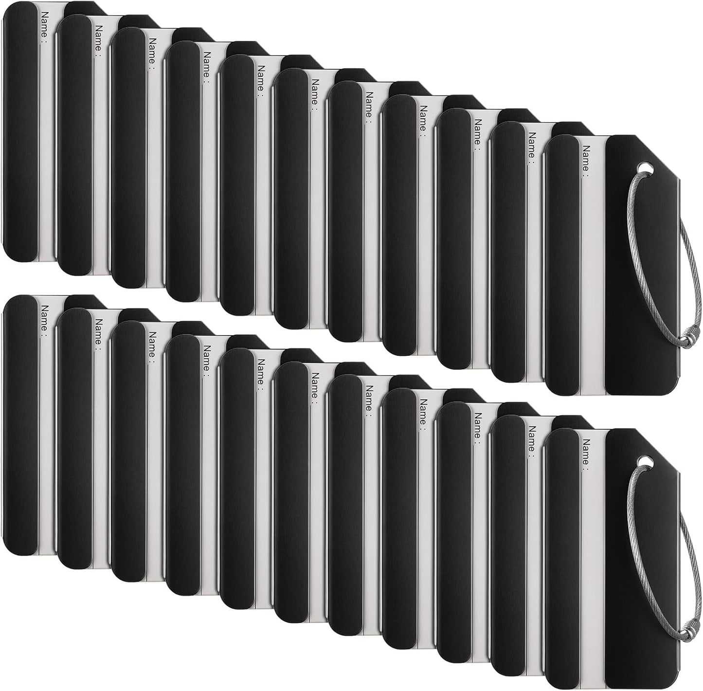 Weewooday 22 Pcs Luggage Tags Business Card Holder Aluminum Metal Travel ID Bag Tag for Suitcases Travel Luggage Baggage Identifier (Black)