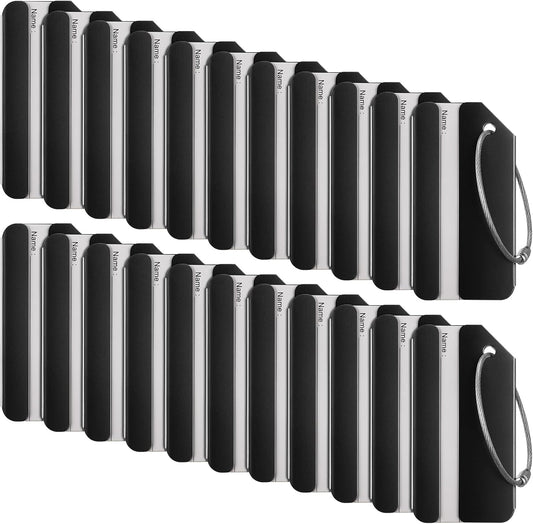 Weewooday 22 Pcs Luggage Tags Business Card Holder Aluminum Metal Travel ID Bag Tag for Suitcases Travel Luggage Baggage Identifier (Black)