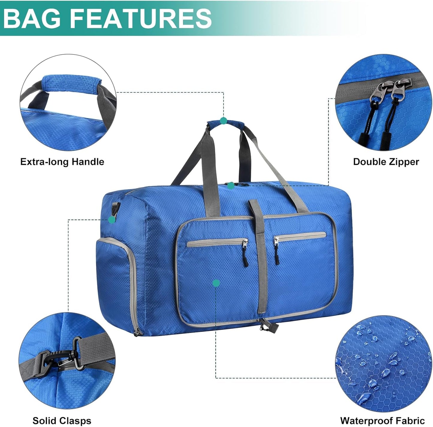 Dimayar Travel Duffle Bag for Men Women - Foldable Duffel Bag with Shoes Compartment - Overnight Bags Waterproof & Tear Resistant(85L,Navy Blue)