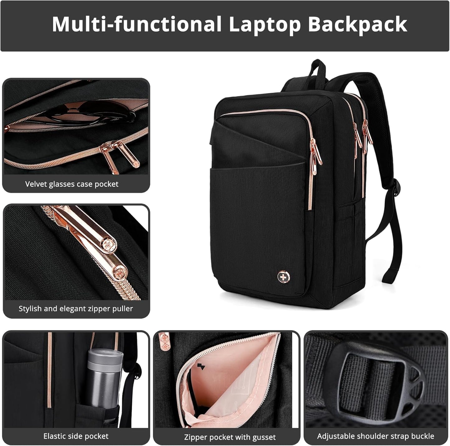 Swissdigital Design Business Laptop Backpack For Women,With USB Charging Port Computer Work