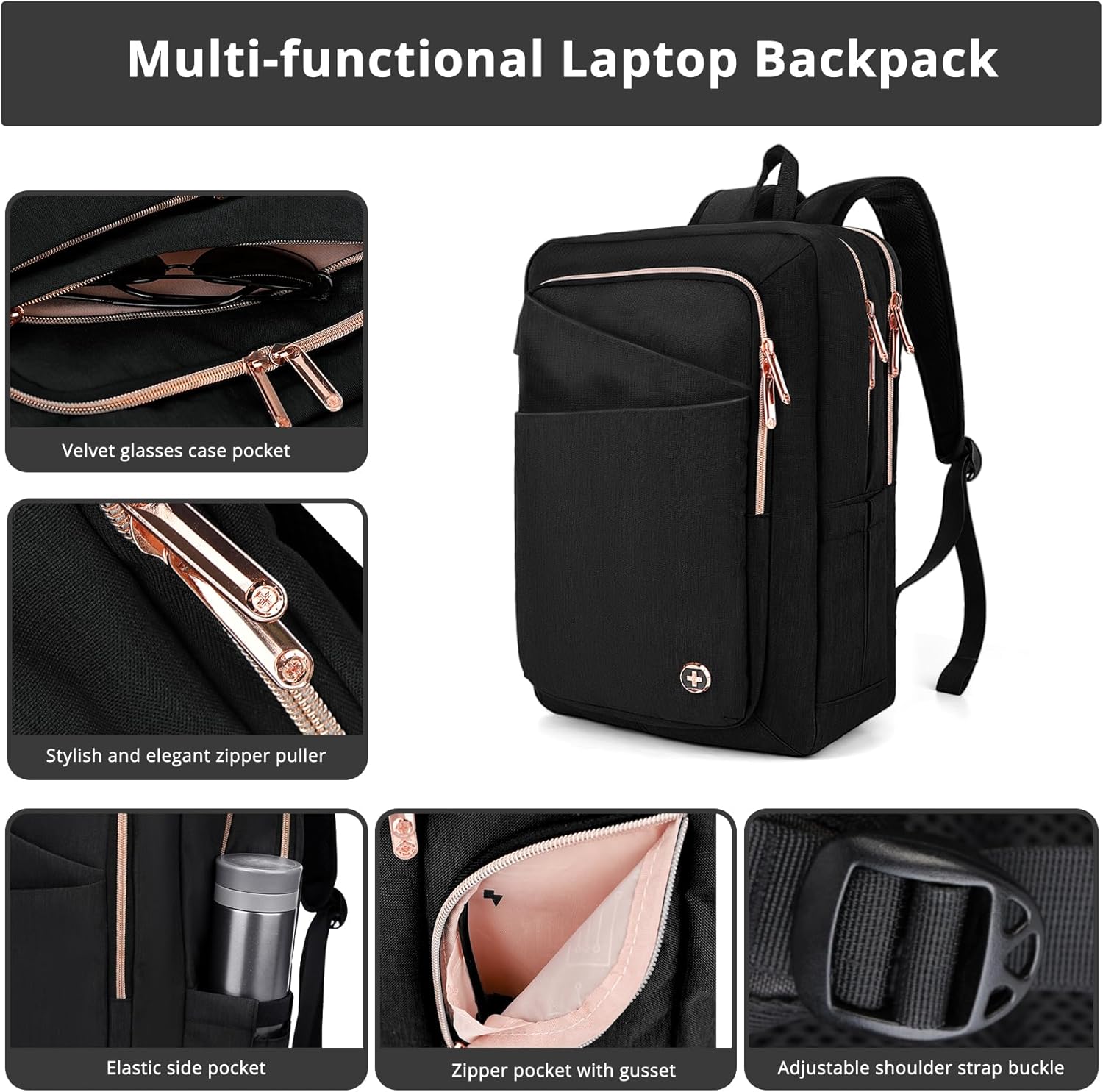 Swissdigital Design Business Laptop Backpack For Women,With USB Charging Port Computer Work