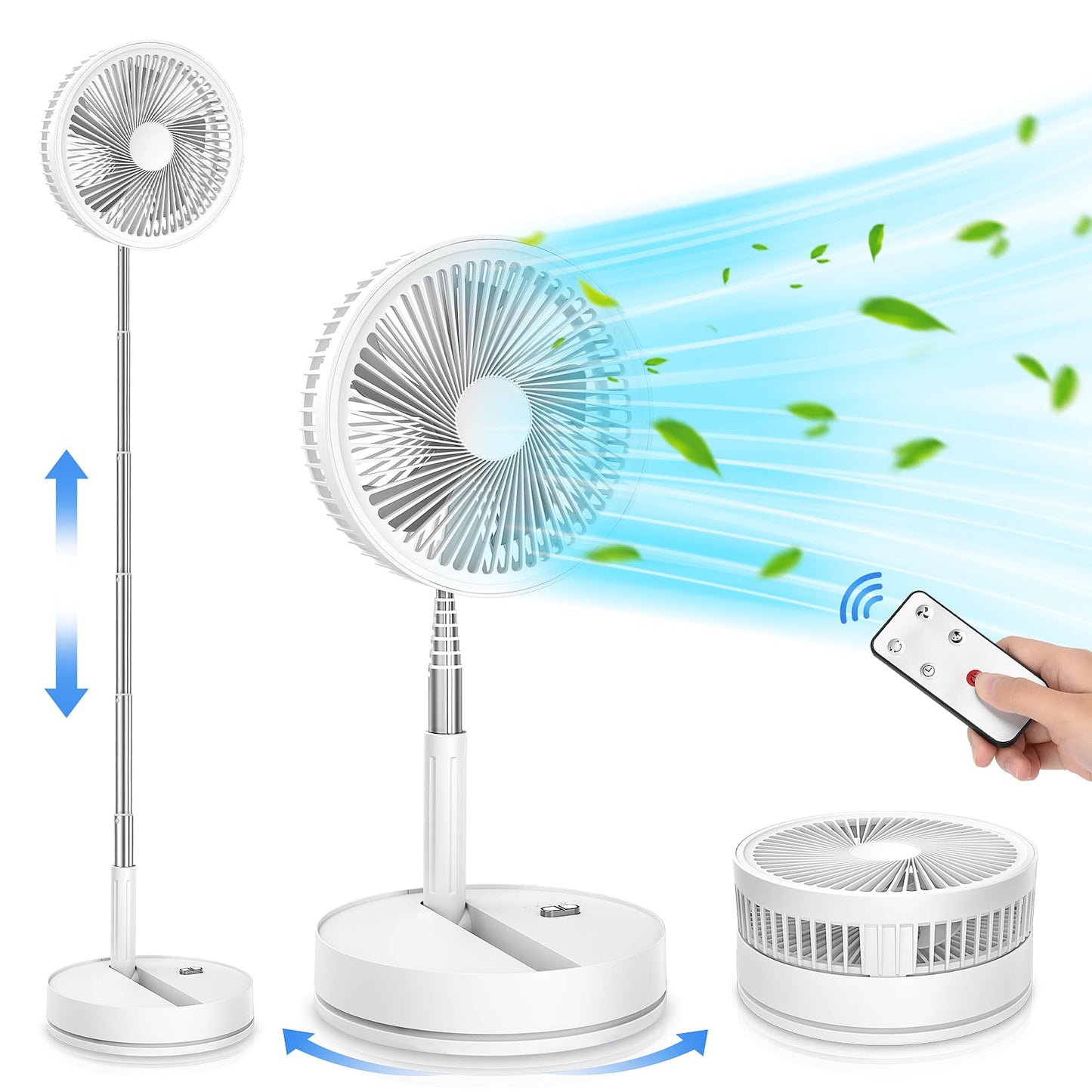 Portable Foldable Rechargeable Oscillating Fan - 8.6" 8000mah Remote Fan