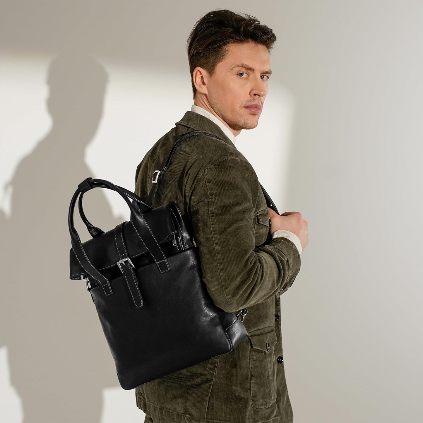 Time Resistance Leather Backpack - Business and Casual Backpack - Real Leather Backpack Made in Italy