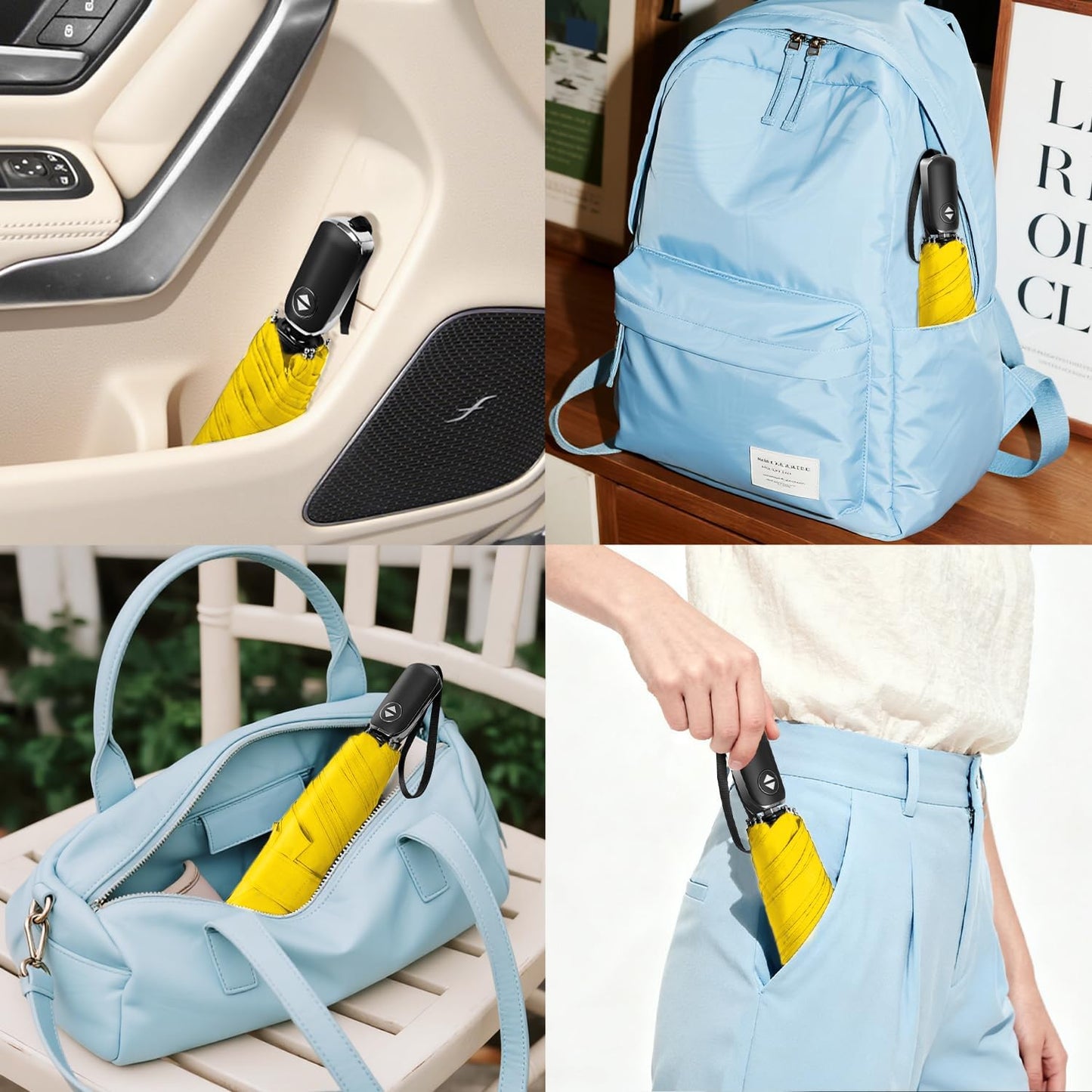 Lejorain Mini Umbrella for Travel Automatic - Folding Compact Flat Umbrella Lightweight Strong Portable Umbrellas for Rain Adults