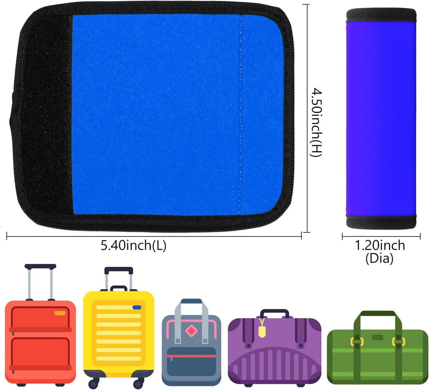 Luggage Handle Wrap 6 Pack-Neoprene Luggage Handle Wraps for Suitcase/Beach Bag/Backpacks Bright Suitcase Identifiers Travel Accessories for Airplane (Blue)