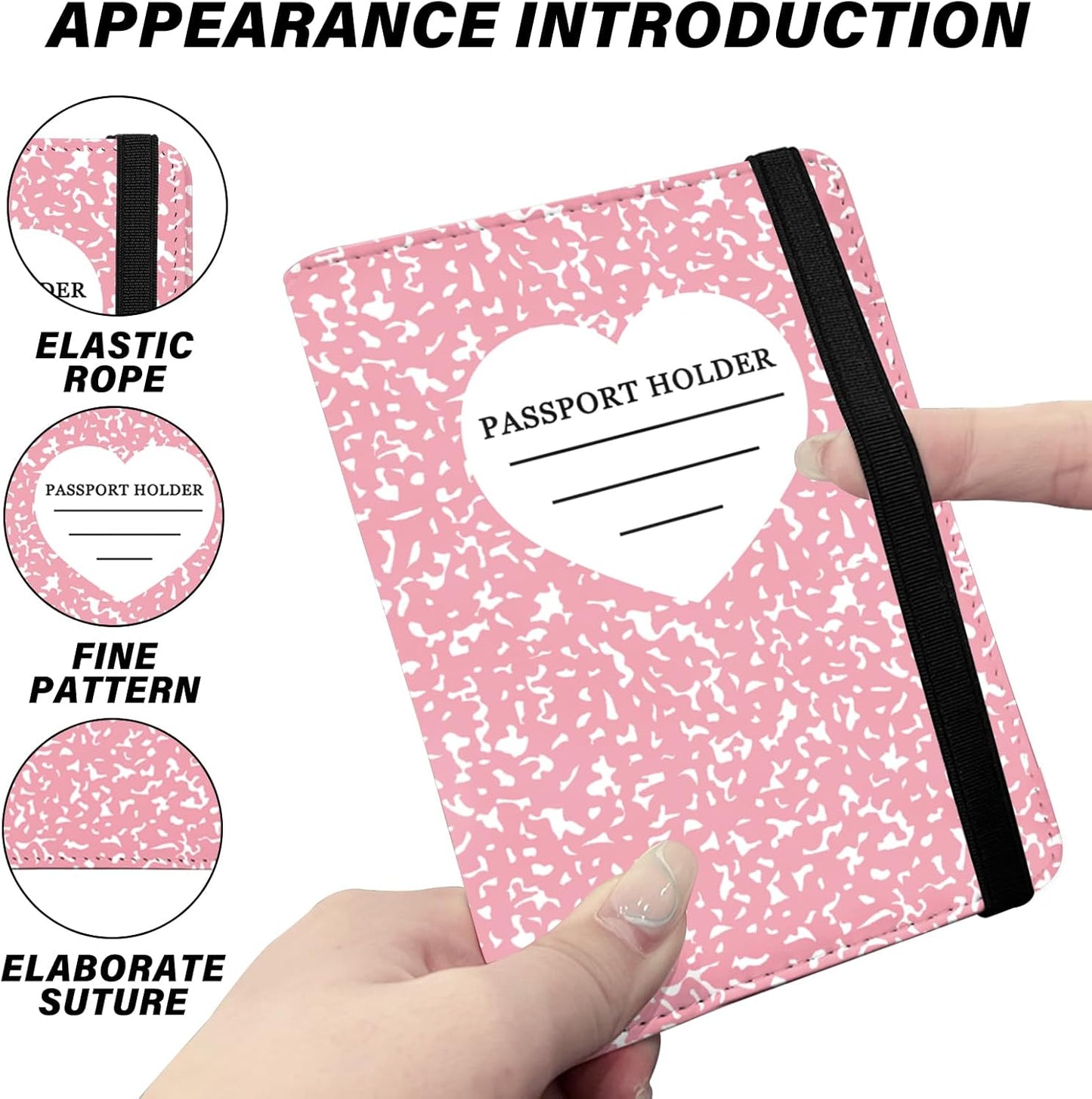 Cute Passport Holder and Holder Combo Passport Cover with Compatible Wallet Credit Card Protector RFID Blocking Women Men (Pink)