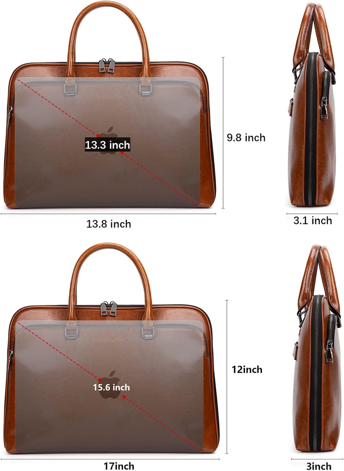 Blofinche Laptop Messenger shoulder bag: Genuine Leather work Briefcase 13.3 15.6 inch designer handbag