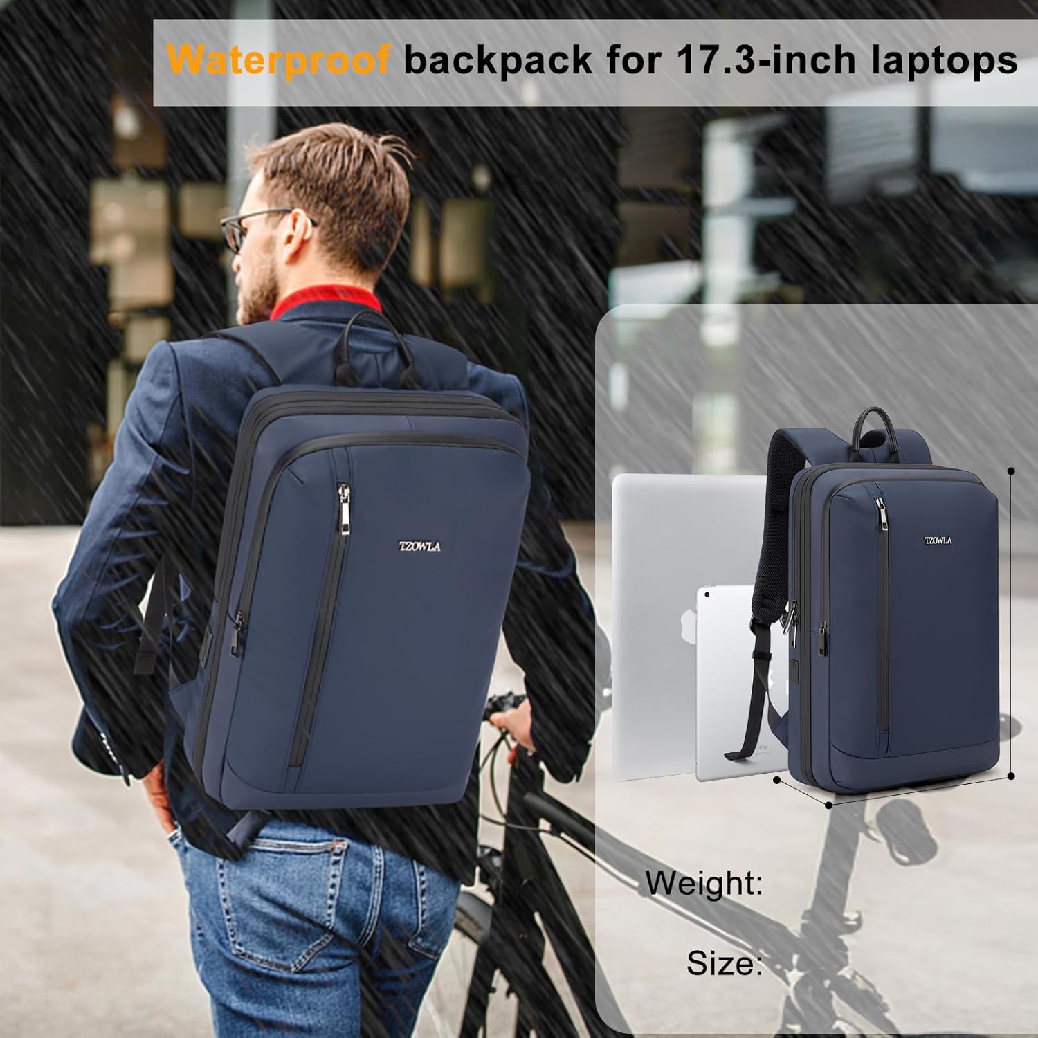 Tzowla Business Expandable Laptop Backpack for Men Professional,Slim Waterproof Backpacks for