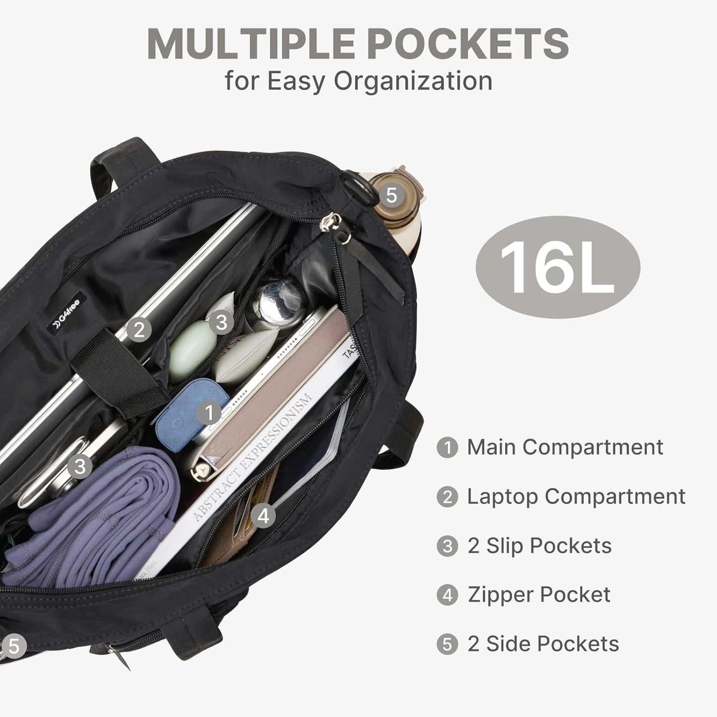 G4Free Tote Bag for Women, Lightweight Work Bag with 15" Laptop Pocket for Teacher Nurse Casual Shoulder Bag for Travel Daily