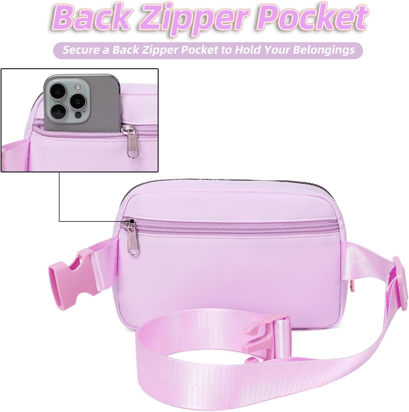 Belt Bag for Women, Cross Body Fanny Pack Fashion Waist Packs Everywhere Belt Bag with Adjustable Strap Gifts for Teen Girls Women Men (Lavender)