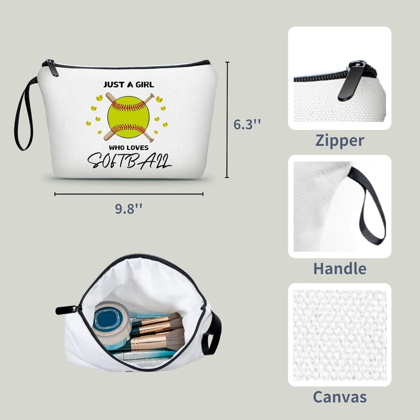 Softball Accessories for Girls,Graduation Gifts for Her,Softball Party Favors,Softball Cosmetic Bag,Softball Gift Bags,Birthday Gifts for Women Her Bff Bestie Best Friend Sister