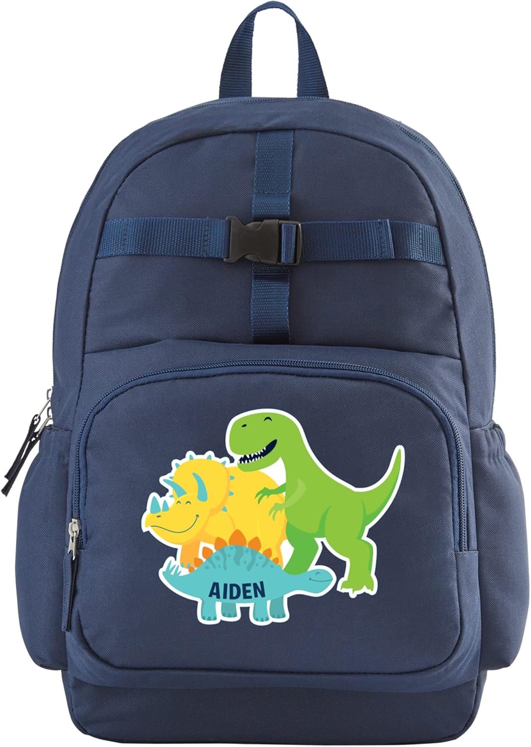Let's Make Memories Kids Backpack for School, Personalized Back to School Supplies - Bookbag with Optional Lunch Box - Blue, Dinosaurs