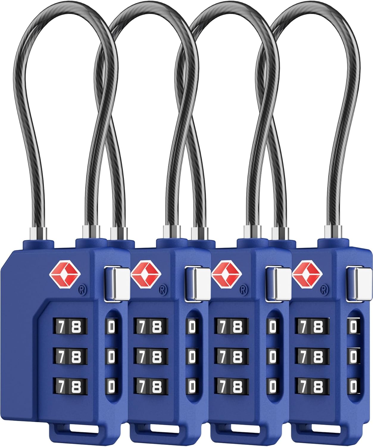 LUGGEX TSA Locks for Luggage, Suitcase Locks TSA Approved, Luggage Locks, Ease of Use & Durable(Blue,4 Pack)