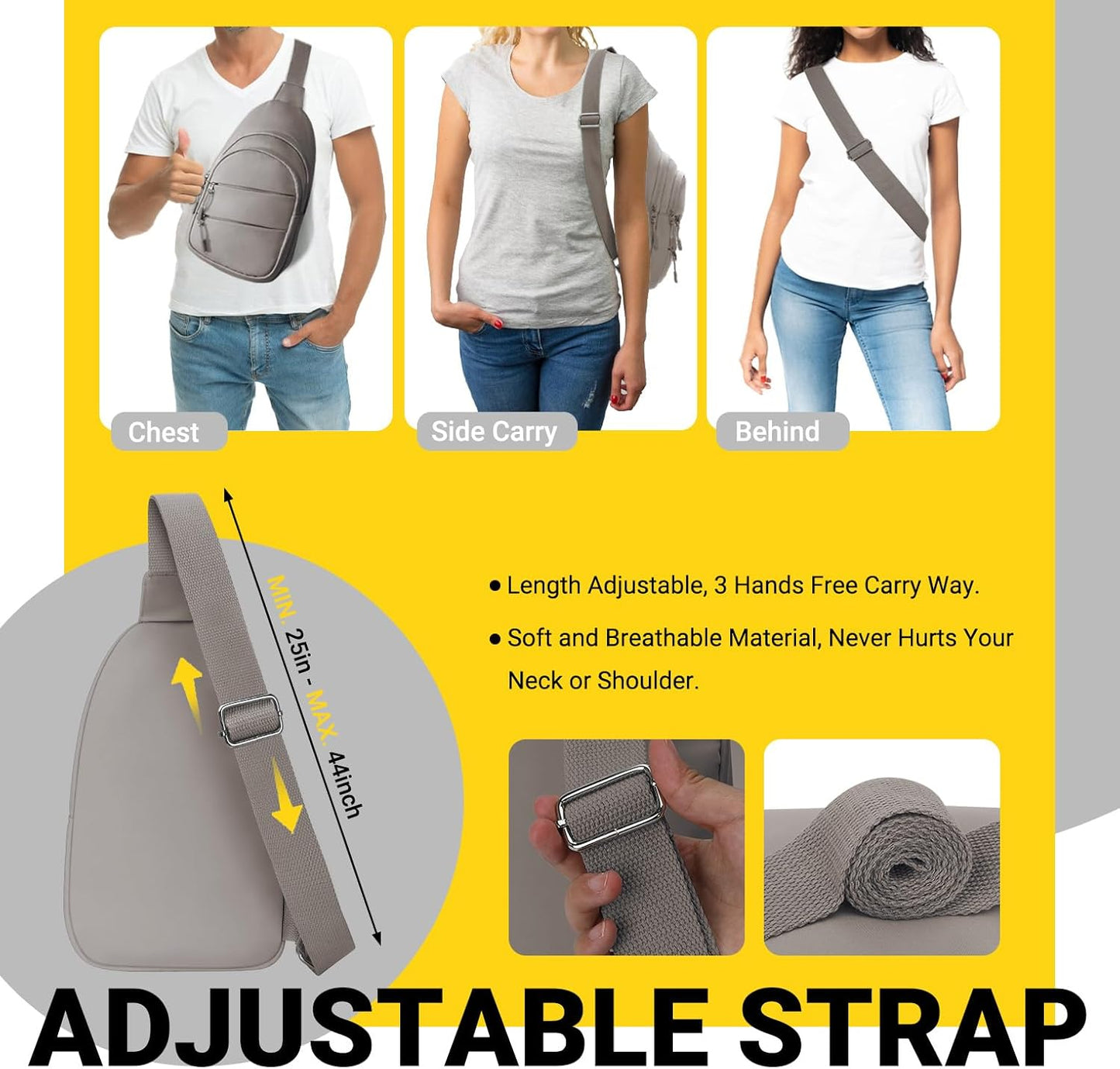 Crossbody Bags for Women, Sling Bag for Men, Small Hiking Backpack Anti Theft Lightweight for Outdoors Travel (M, Khaki)