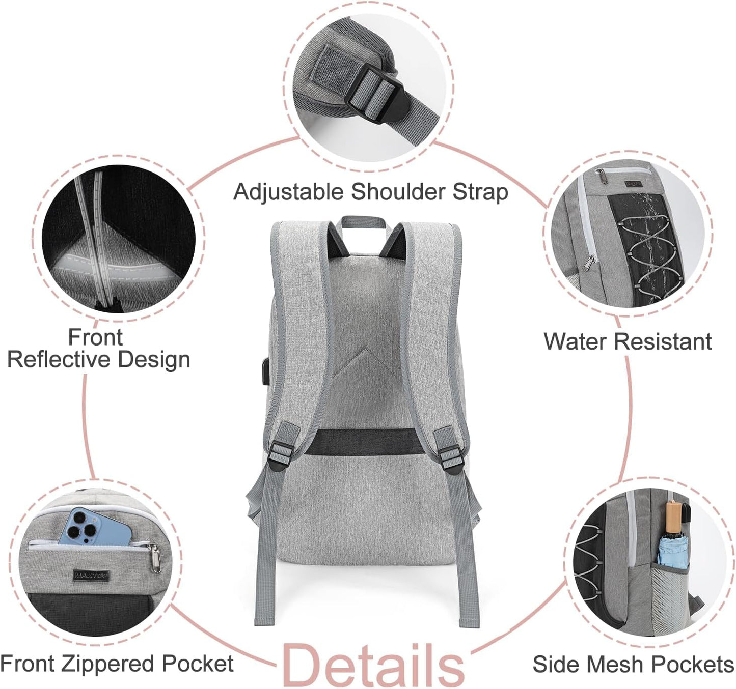 MAXTOP Travel Backpack Laptop Back Pack College Bookbag with USB Charging Port Water Resistant Work Business Backpacks