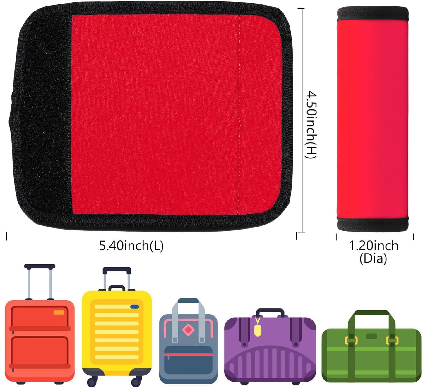 Luggage Handle Wrap 6 Pack-Neoprene Luggage Handle Wraps for Suitcase/Beach Bag/Backpacks Bright