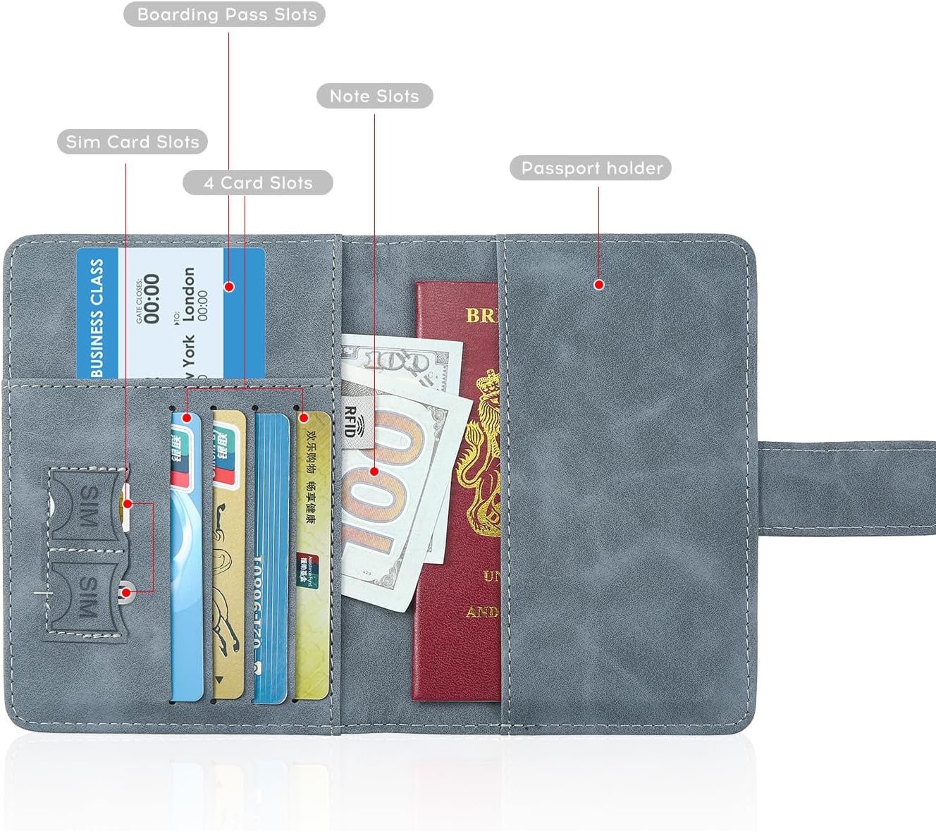 ILIYAH-Passport Cover-Passport Holder Travel Wallet-RFID Blocking Passport Case Travel Accessories Card Holder Wallet Unisex Travel Gifts(Grey)