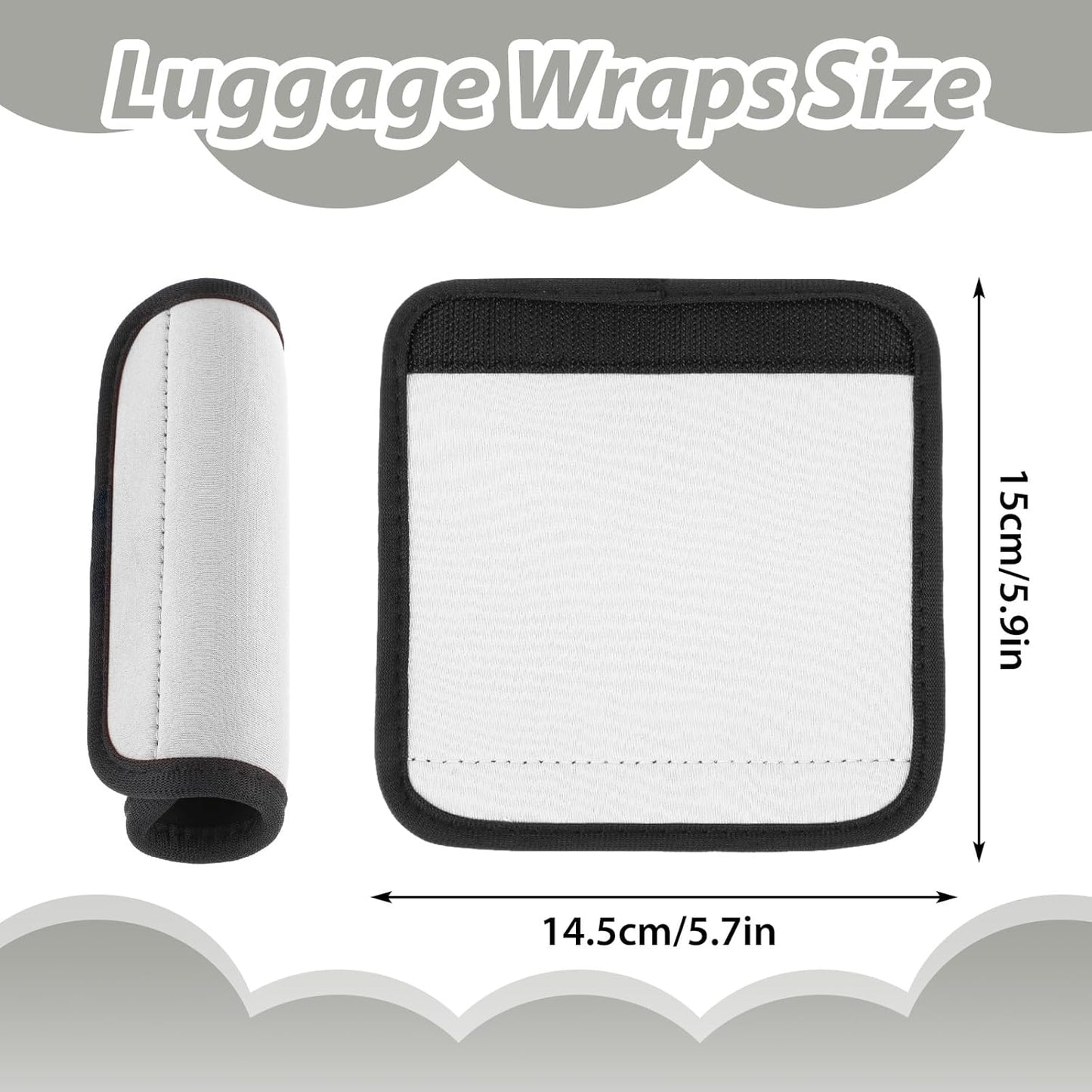 2 Pack Luggage Handle Wraps for Suitcase Bright Color Luggage Handle Covers Suitcase Tags identifiers Travel Accessories for Airplane/Flying (White)