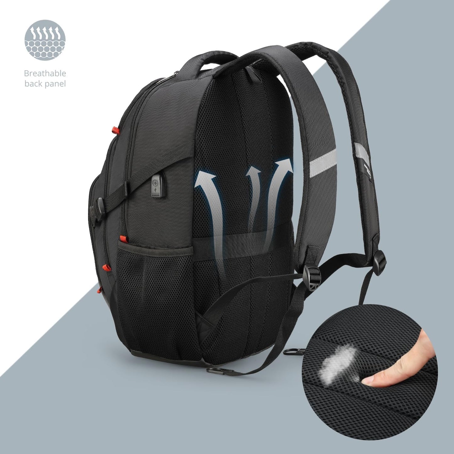 Swissdigital Design Laptop Backpack with USB Charging Port, Travel Backpack Fits 15.6 inches