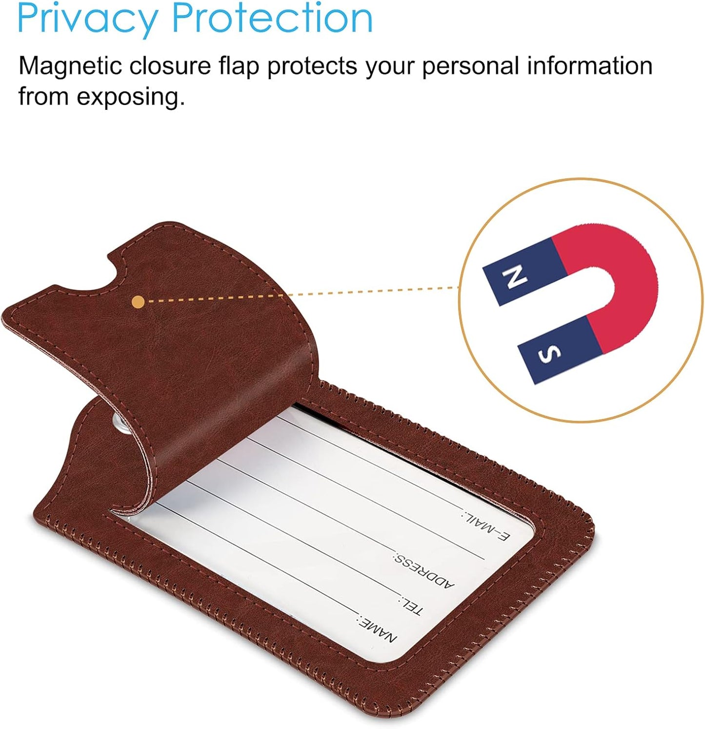 Fintie Luggage Tags, Privacy Cover ID Label with Stainless Steel Loop and Address Card for Travel