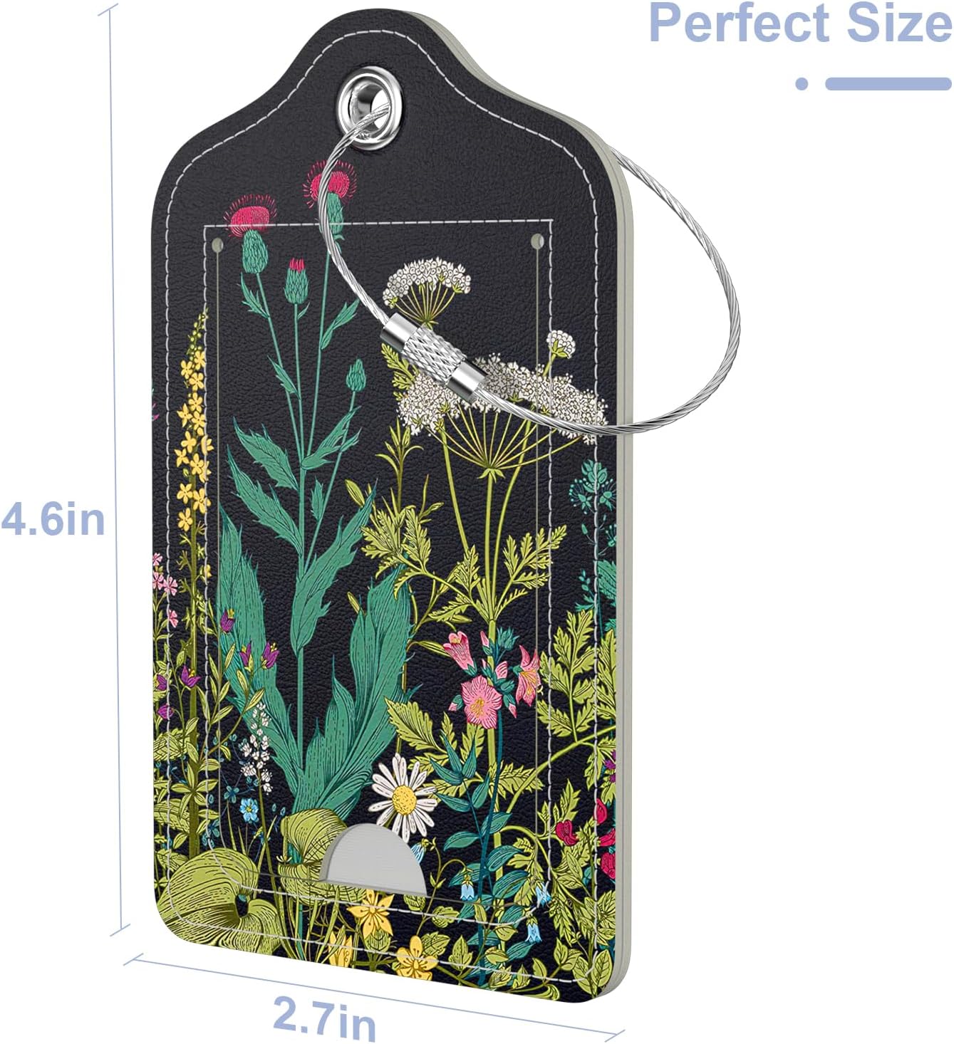 4 Pack PU Leather Luggage Tags for Suitcase, Travel Cruise Luggage Tag with Privacy Flap, Name ID Label and Metal Loop for Women Men Baggage Handbag School Bag Backpack, Flowers Bird
