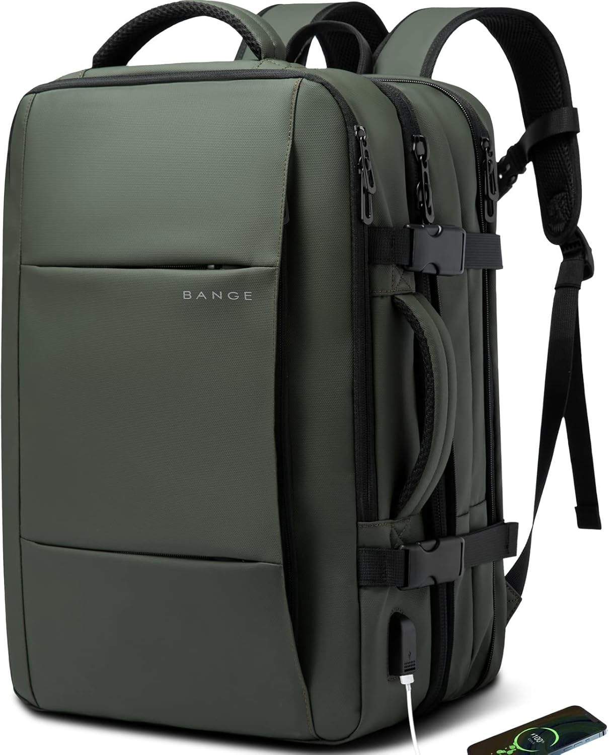 BANGE Carry-on Backpack, 45L Expandable Travel Backpacks,Weekend Backpack Briefcase,Waterproof