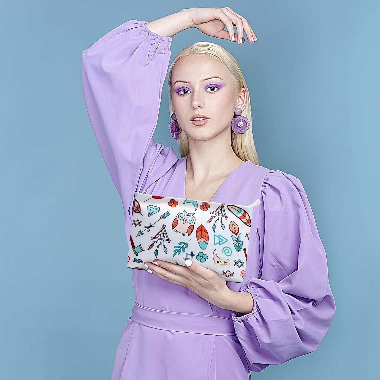 WLLWOO WLLWOO 2pcs Travel Make Up Bags-Cosmetic Bag Nylon Waterproof Large Wide Zipper Coin Purse Travel Toiletry Small Makeup Pouch For Women