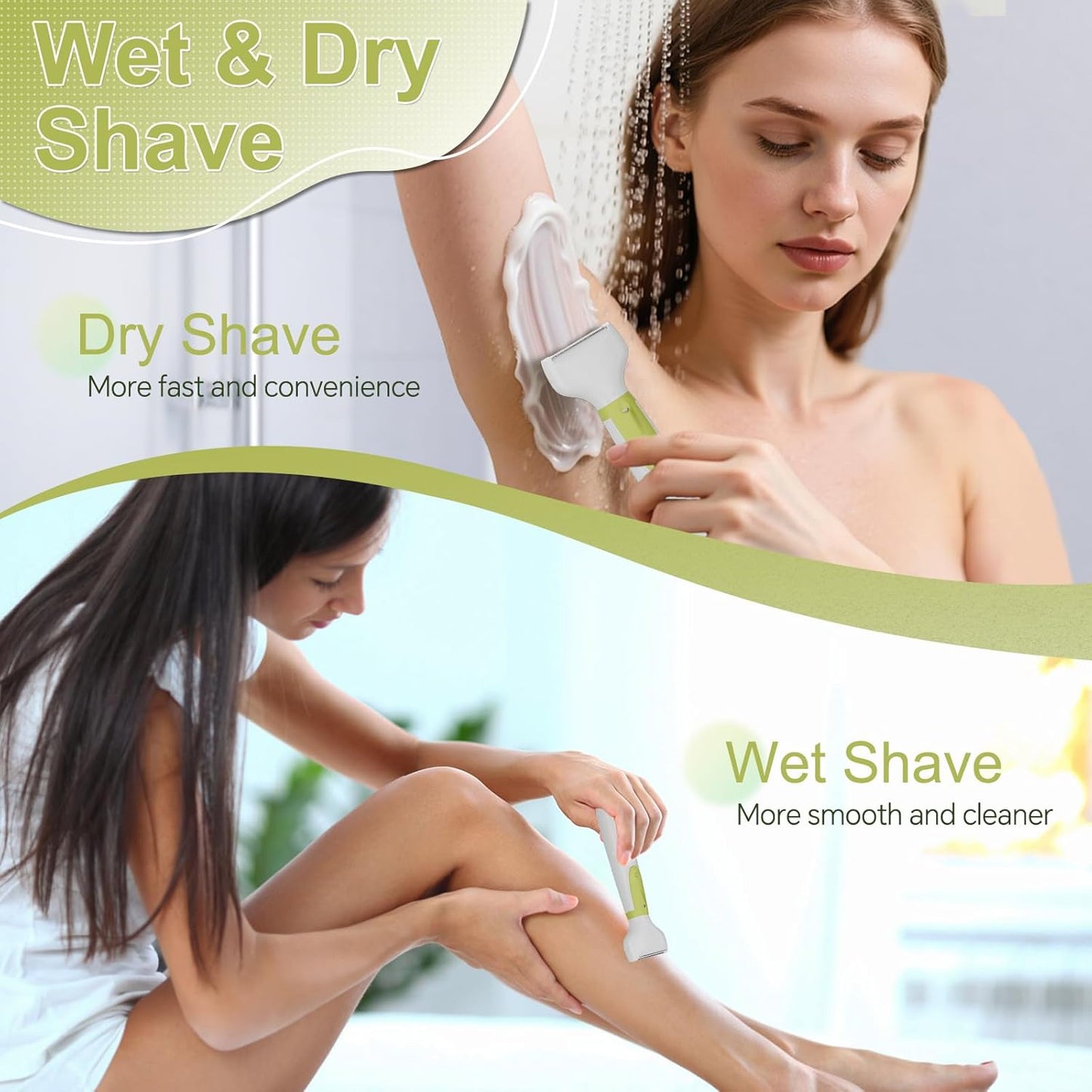 Electric Razors for Women, 4-in-1 Painless Shaver for Face, Bikini, Body & Underarms, Waterproof Cordless Foil Shaver for Wet/Dry Use with LED Light, USB Charging, Travel Bag