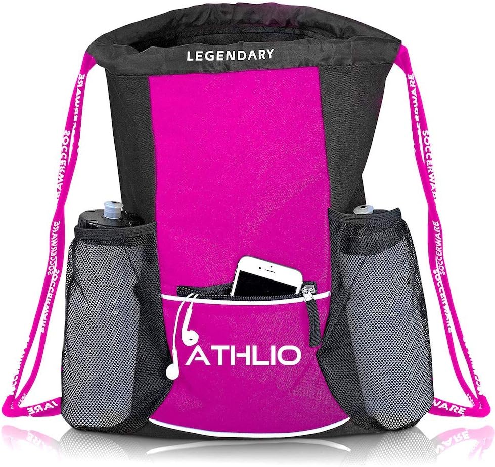 Soccerware Legendary Drawstring Gym Bag - Waterproof | For Sports & Workout Gear | XL Capacity | Heavy-Duty Sackpack Backpack