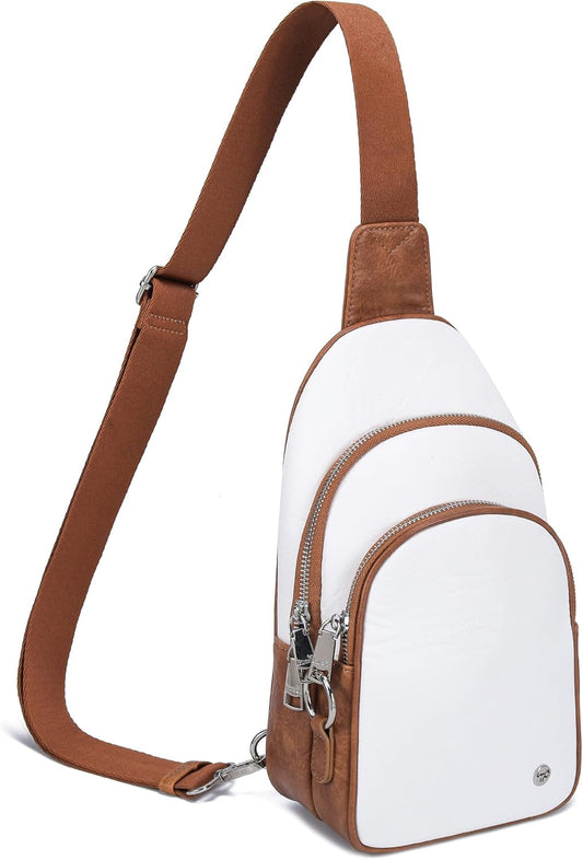 INICAT Crossbody Sling Bags Travel Cross Body Purses Faux Leather Fanny Packs Chest Bag for Women