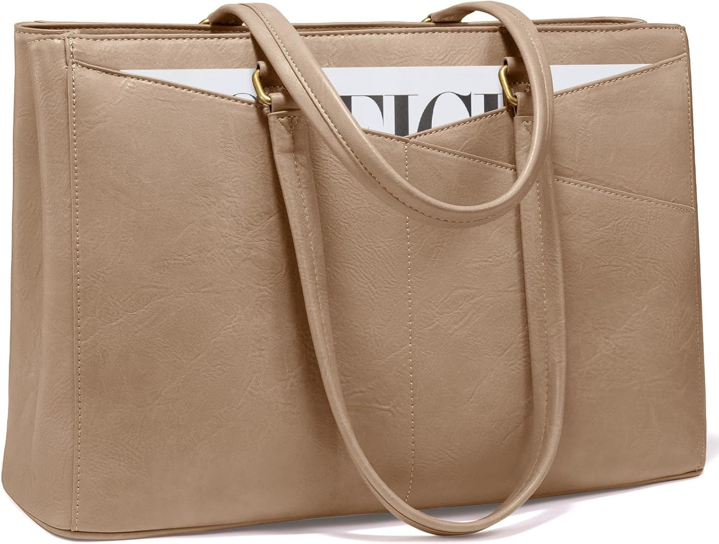 LOVEVOOK Laptop Bag for Women,15.6 Inch Laptop Tote Bag for Women,Vintage Leather Work Tote Bags Computer Business Teacher Bag,Waterproof Office Briefcase