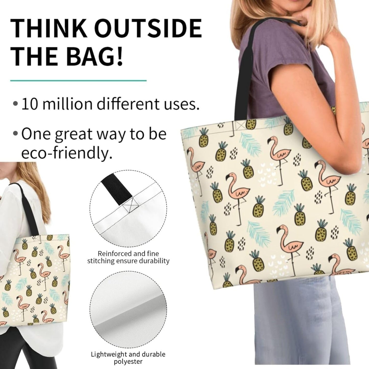 Tote Bag Beach Bag for Women Reusable Grocery Large Shopping Shoulder Bag Travel Handbag