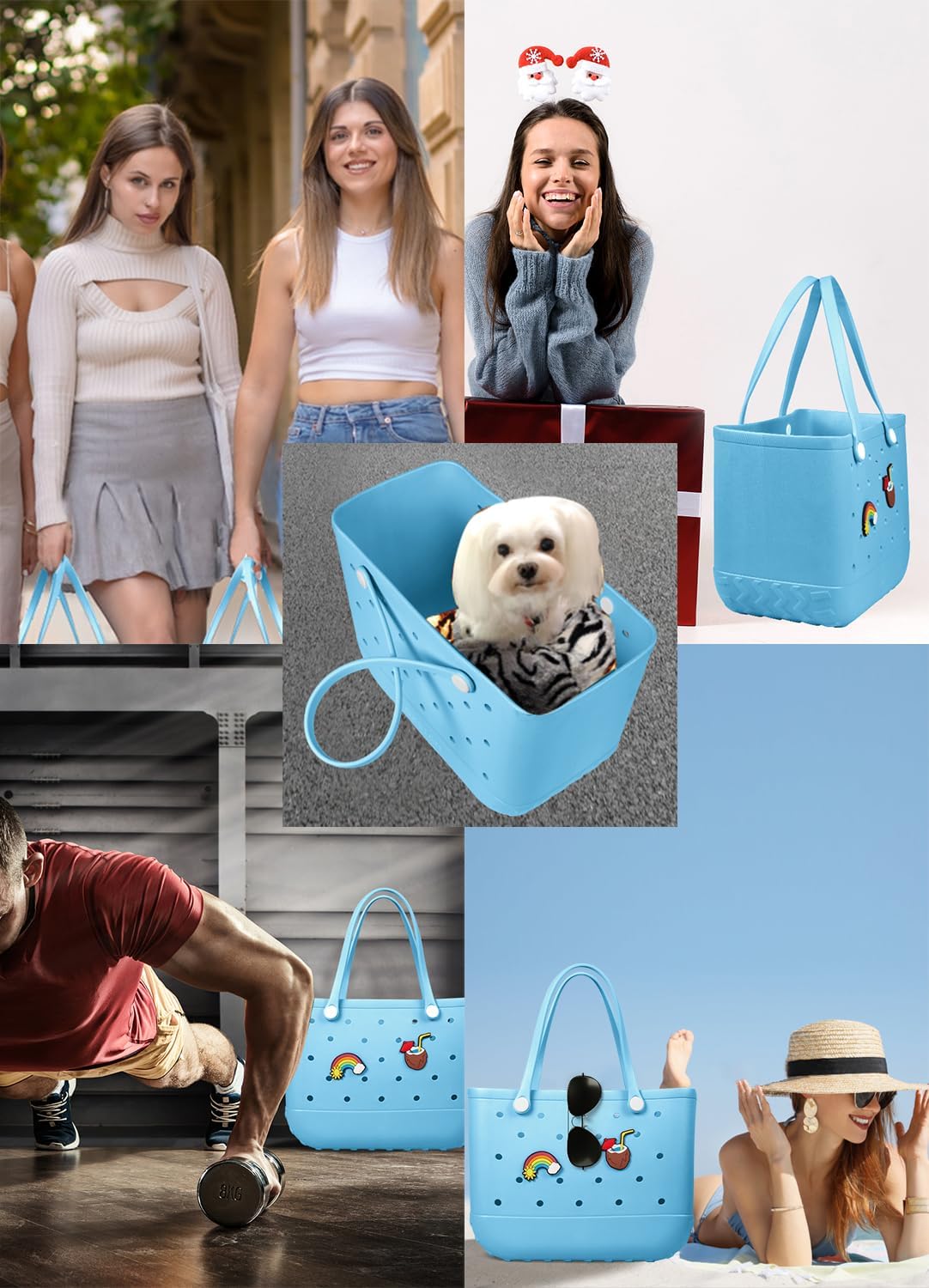 Beach Bag Rubber Tote Bag - Waterproof Travel Bag for Women Washable Tote Bag Handbag for Sports Beach Market Pool