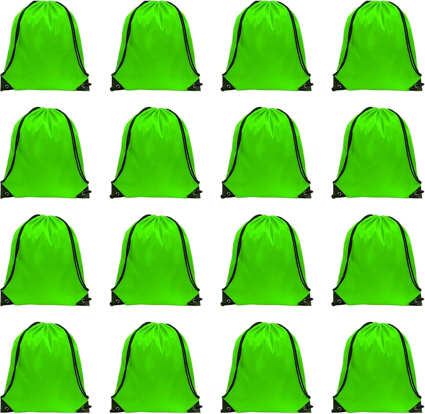 GoodtoU Drawstring Bags, Nylon Backpacks with Drawstring for Sport, Traveling, Team (Green, 16Pcs)