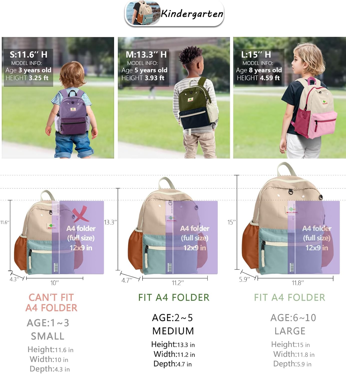 Toddler Backpack for Boys Girls 2-5: Preschool Backpack for Boys Girls - Cute Kids Backpack for Boys Fit Folder