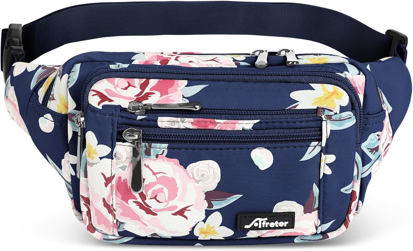Waist Pack Bag Fanny Pack for Men&Women Hip Bum Bag with Adjustable Strap for Outdoors Workout Traveling Casual Running Hiking Cycling (New Blue Flowers)