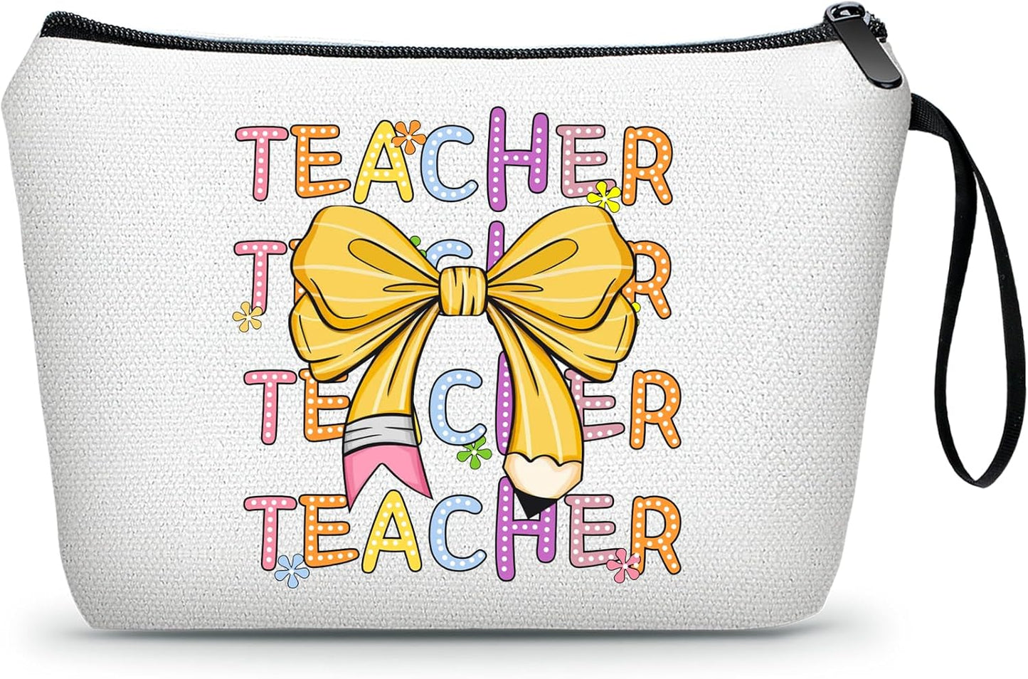 Teacher Appreciation Thank You Graduation Cool Birthday Gifts Idea for Women New Teacher Pink Makeup Cosmetic Bow Bag