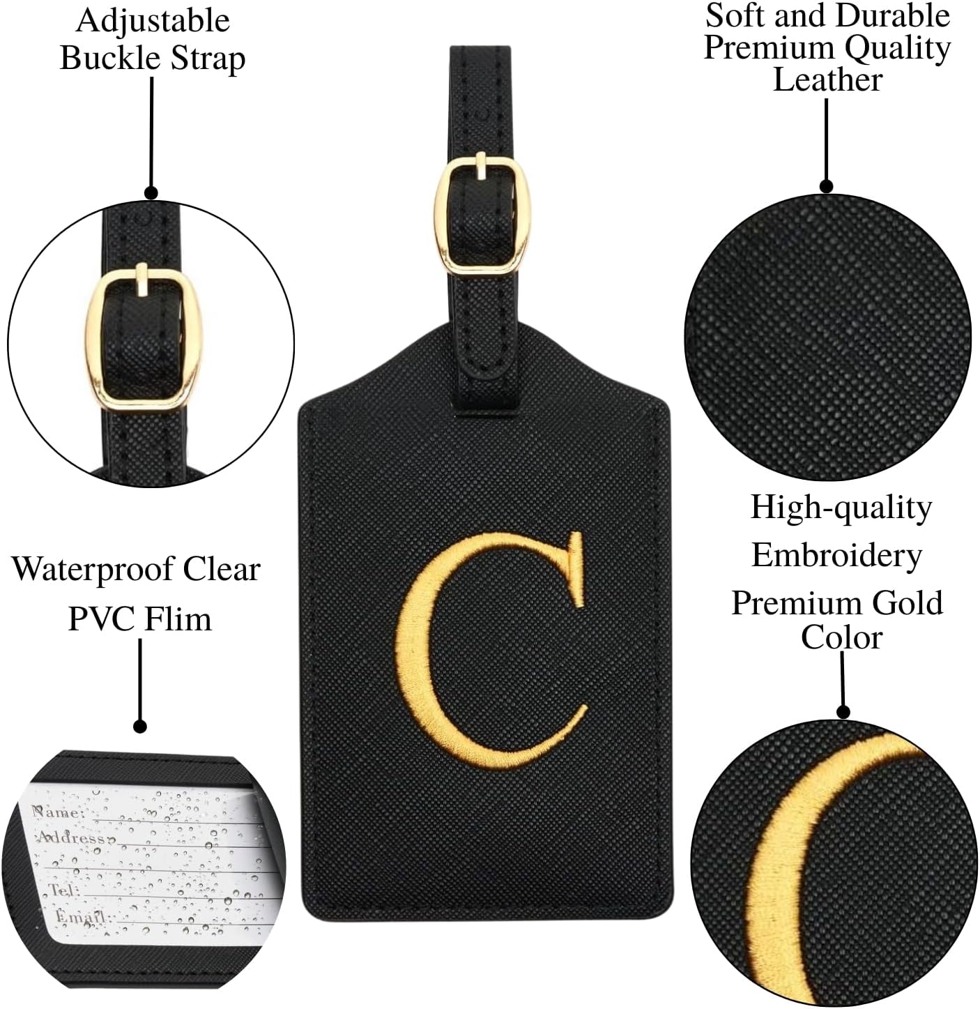 Luggage Tag PU Leather for Suitcase Baggage Handbag Travel Bag Label Suitcase Tag Label Tag w. Name